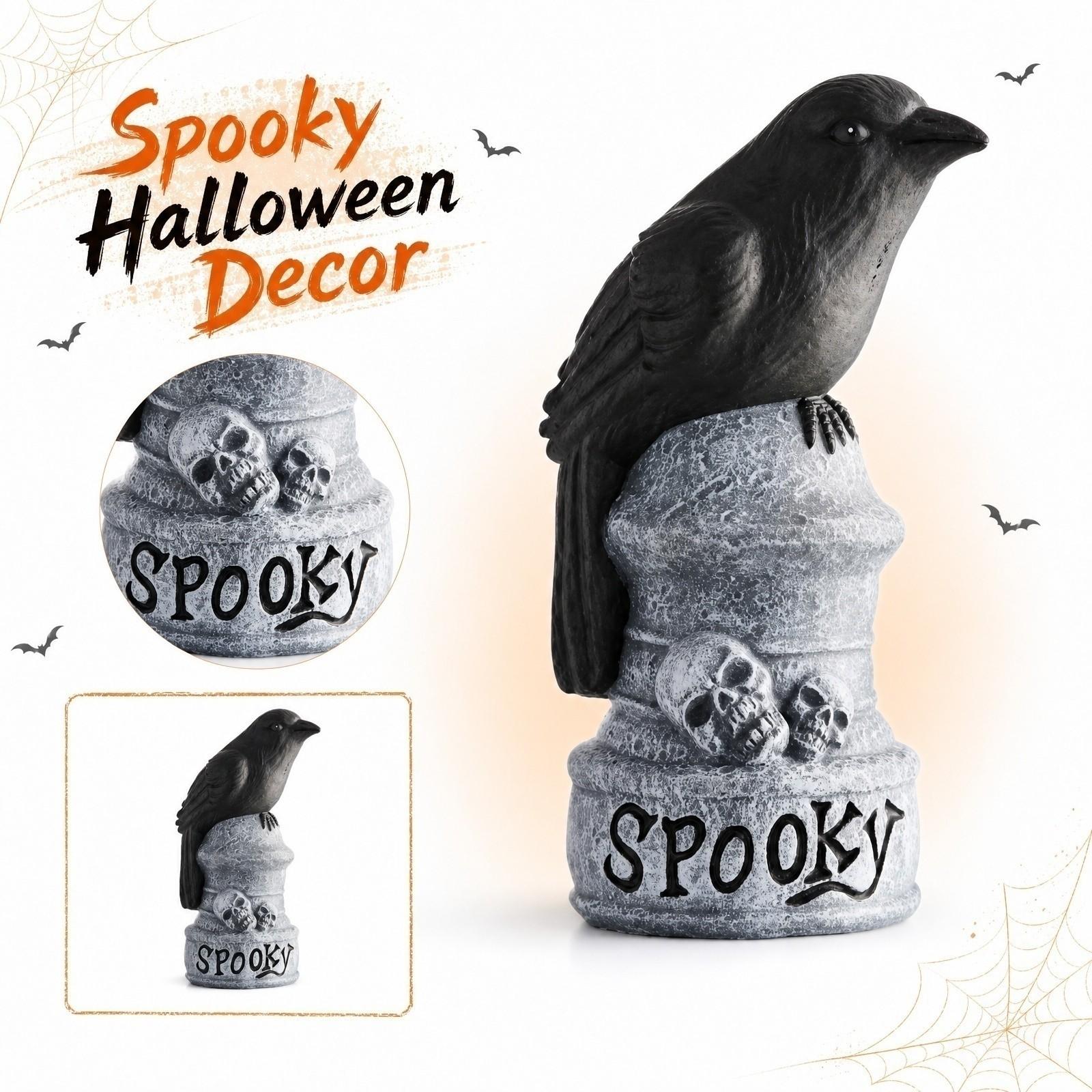 Halloween Skeleton Ornament - Black Gothic Sculpture for Mantel, Shelf, Tabletop - Home Decor and Party Decoration One Size