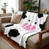 Cartoon Cow Face Cow Cartoon Anime Print Flannel Blanket Soft Warm Throw for Kids Bedroom Sofa Christmas Office Car