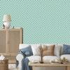 Checkerboard wallpaper in teal, white, mint and light gray 50x1000