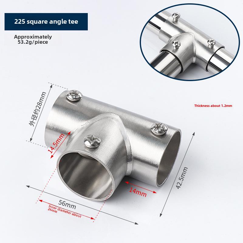 Stainless Steel Round Pipe Connector for Clothes Rack and Shelf Joint Tee