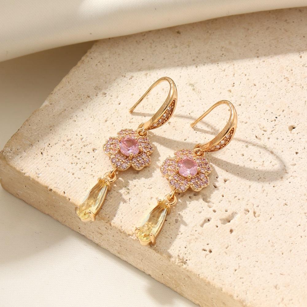 

Модные трехцветные серьги-камелии из циркона в форме капли воды для женщин, серьги, ювелирные изделия, аксессуары для вечеринок жёлтый