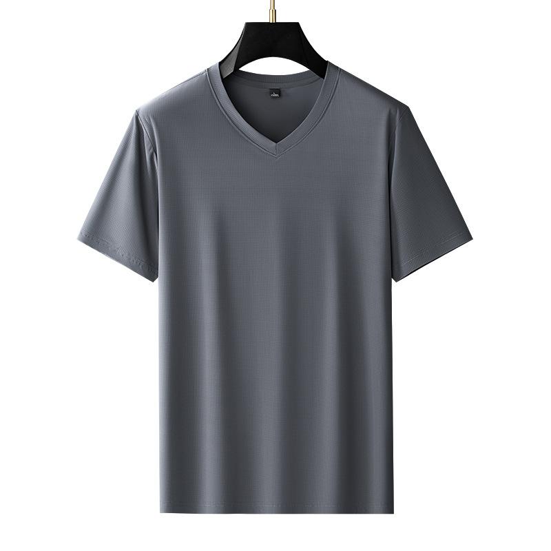 Mercerized Modal V-Neck High-End Short-Sleeve T-Shirt Summer Base Layer Top Thin