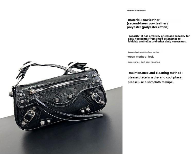 2023 Trendy Donkere Motorfiets Nieten Vierkante Schoudertas