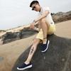 Summer Men Sneakers Black Braid Beach Shoes Casual Weave Breathable Slip on Flats Grey Sneakers