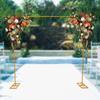 Gold Iron Wedding Arch Stand,2.4x2.4m Square Modern Backdrop Stand for Wedding Decor,Floor Standing Metal Frame,3-5kg Capacity