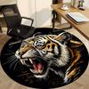1pc Tiger Roar Print Carpet, Round Non Slip Durable Large Size Office Carpet, Suitable for Office