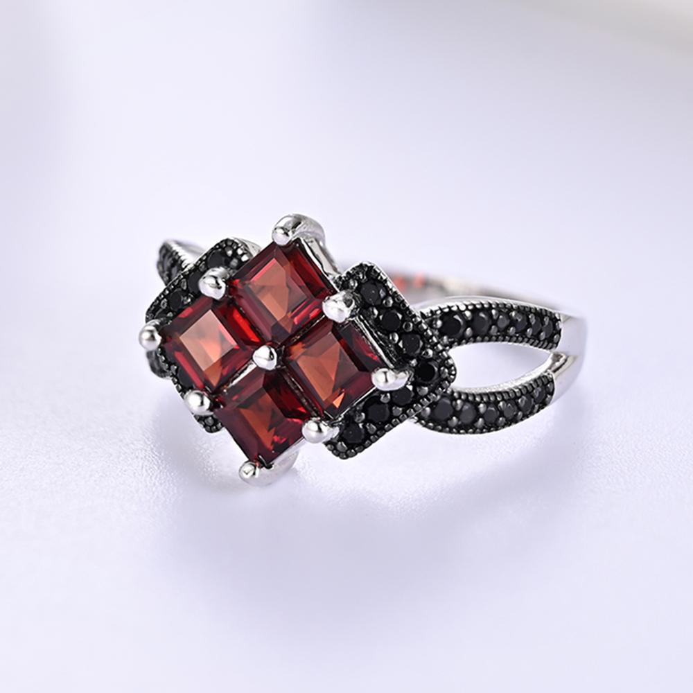 New arrival! unique ring with Natural Garnet gemstones Women's fine jewelry 925 sterling Silver