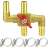 Solid Brass 5/8 Inch Four-way Heater Control Valve with Switch, Suitable for 16mm Hose Fittings On Car Bypasses (1 Piece)