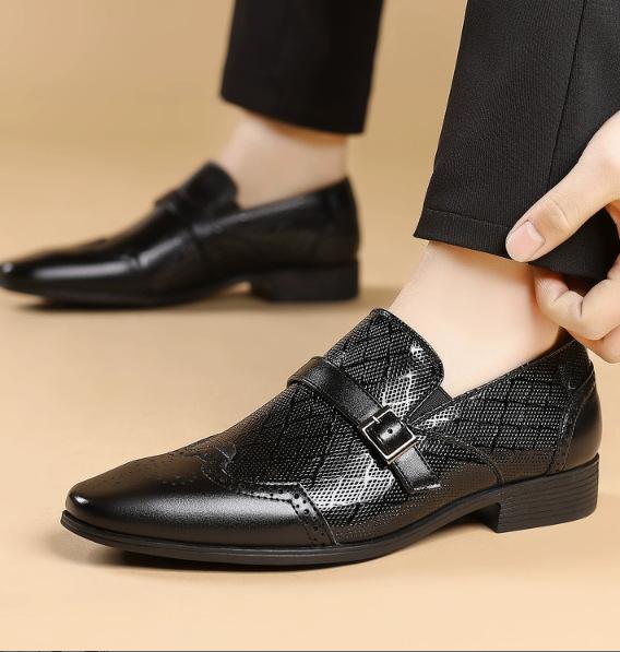 

Mens Business Casual Leather Shoes Autumn New Embossed Craft Loafers Men High-Quality Mens Formal Leather Shoes Large size 38-48 48 чёрный