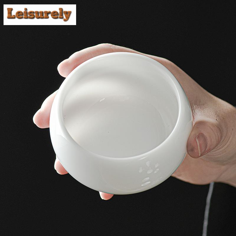 160ml Lodowa Roślina Sadzona Biała Porcelanowa Filiżanka do Herbaty Ręcznie Robiona Nefrytowy Tłuszcz Medytacja Filiżanka Arhata Duża Miseczka do Herbaty Chazhan Zestaw do Herbaty Kung Fu Prezenty