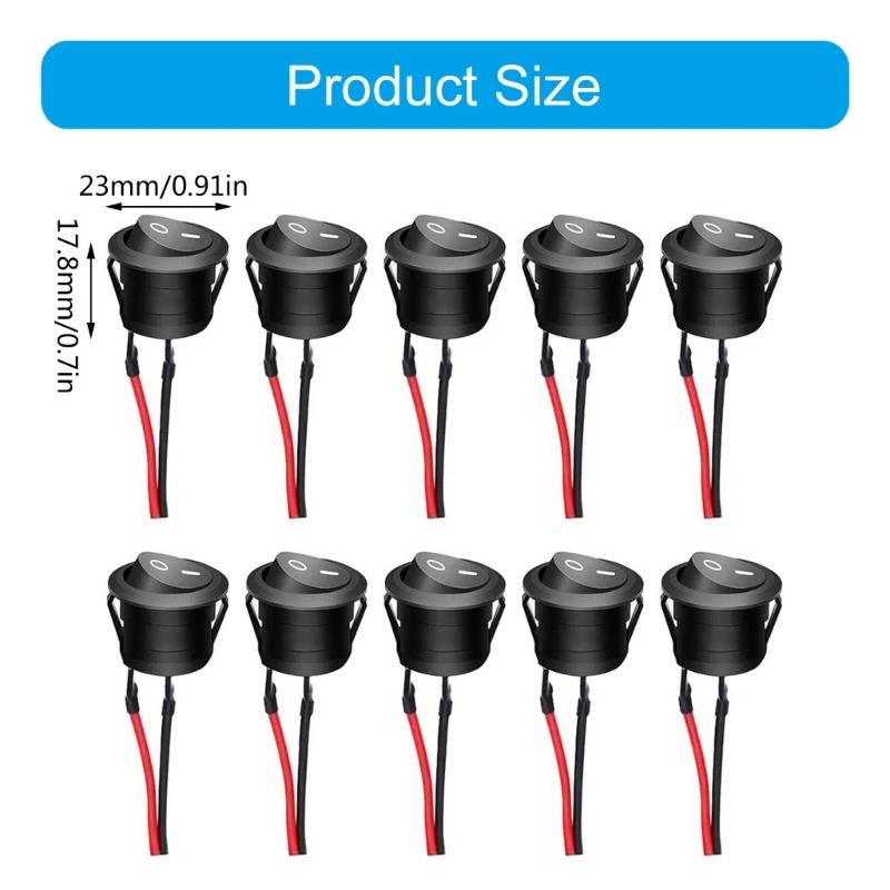 Round Rockers Switch,10Pcs Rockers Switch,12V Toggle Switch with Prewired Electrical Switches for Boats Car