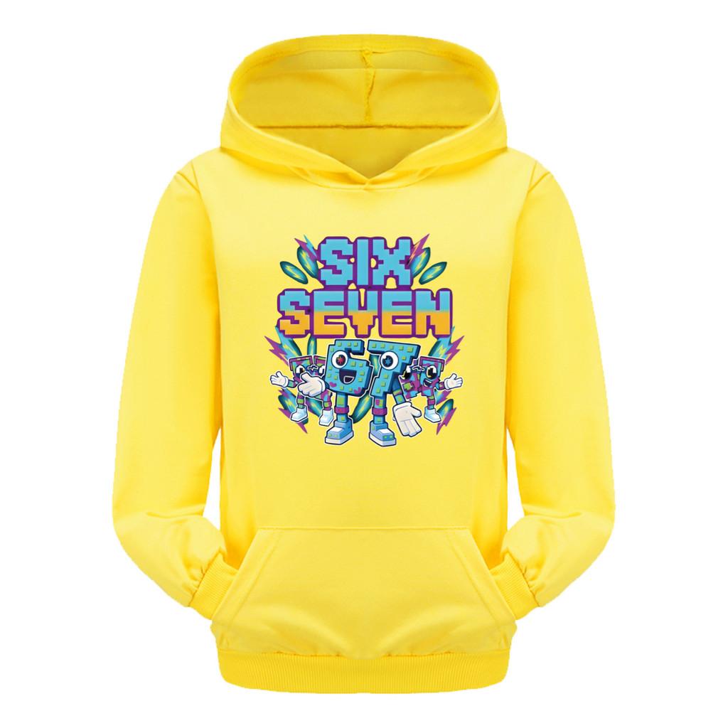 5220 Kinder Jungen Mädchen Steal a Brainrot 67 Six Seven Bedruckter Freizeit-Langarm-Hoodie Top
