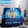 Custom Name Leicester Football Club Flannel Blanket, Use for Birthday/Holiday Gift, Soft Blanket for Sofa/Bed/Camping/Office, Home Decor