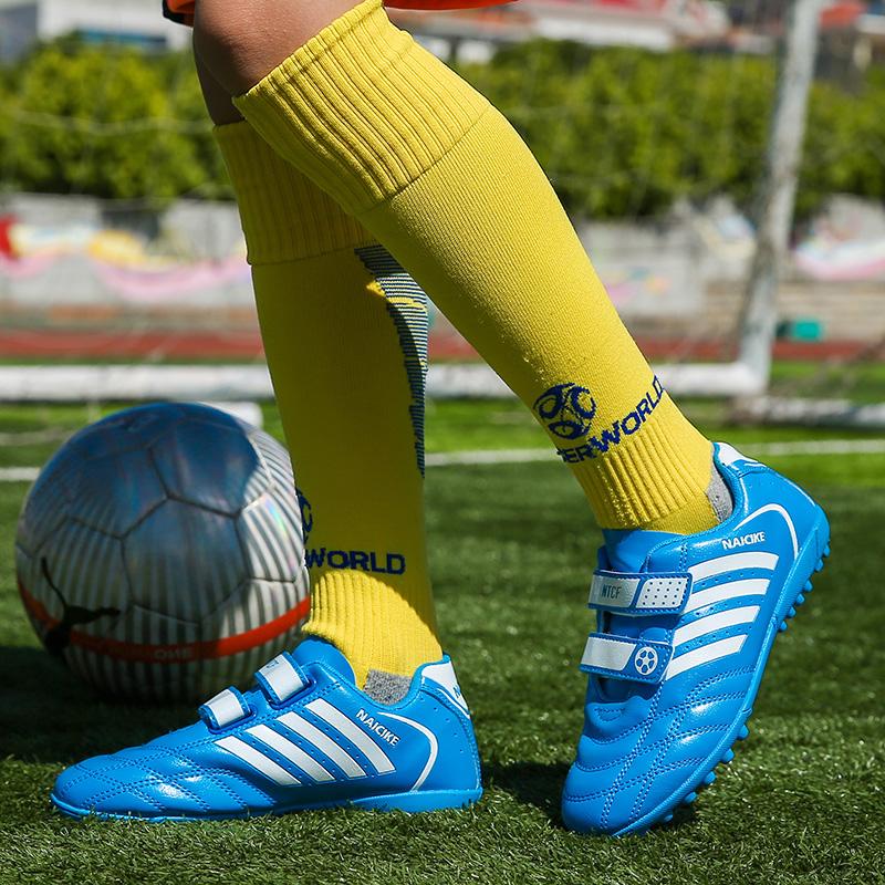 Kinder und Jugendliche, große Größe, stoßdämpfend, rutschfest, verschleißfest, Klettverschluss, kurzer Nagel, Outdoor-Fußballschuhe, Trainingsschuhe