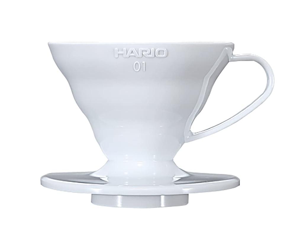 HARIO V60 01 Transparent Coffee for Cups Dripper, White, 1-2 (VDR-01-W)