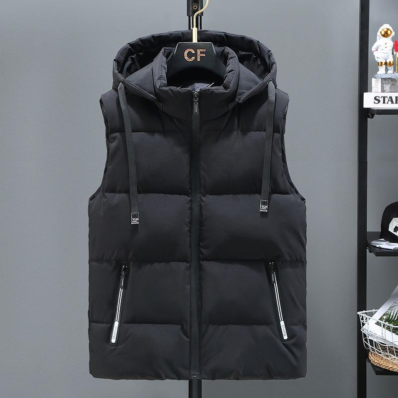 

New trendy casual down cotton vest men s slim-fit vest autumn and winter thickened warm jacket vest M (70-45 kg) чорний