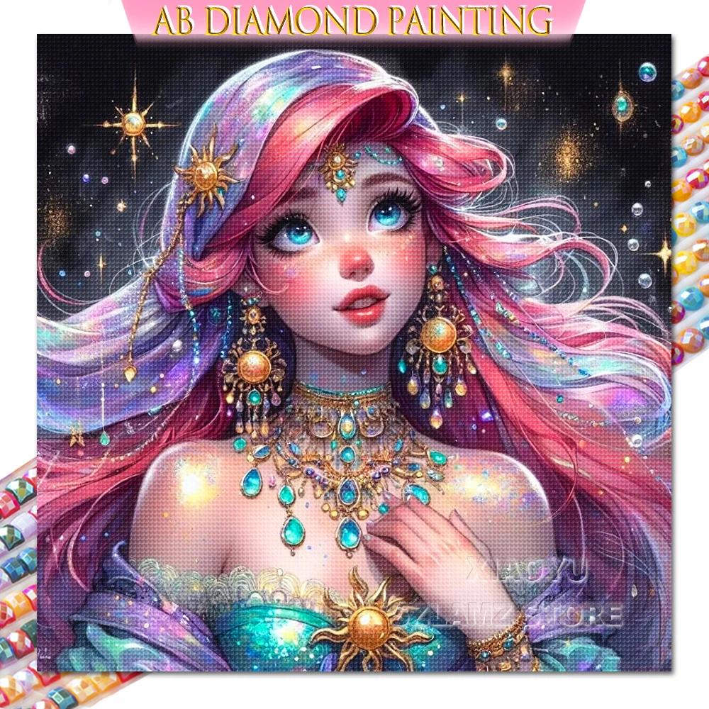 Princess Tiana Diamond Painting Kit AB Round Drills Art Embroidery Mosaic Handmade Gift New Wall Decoration Products