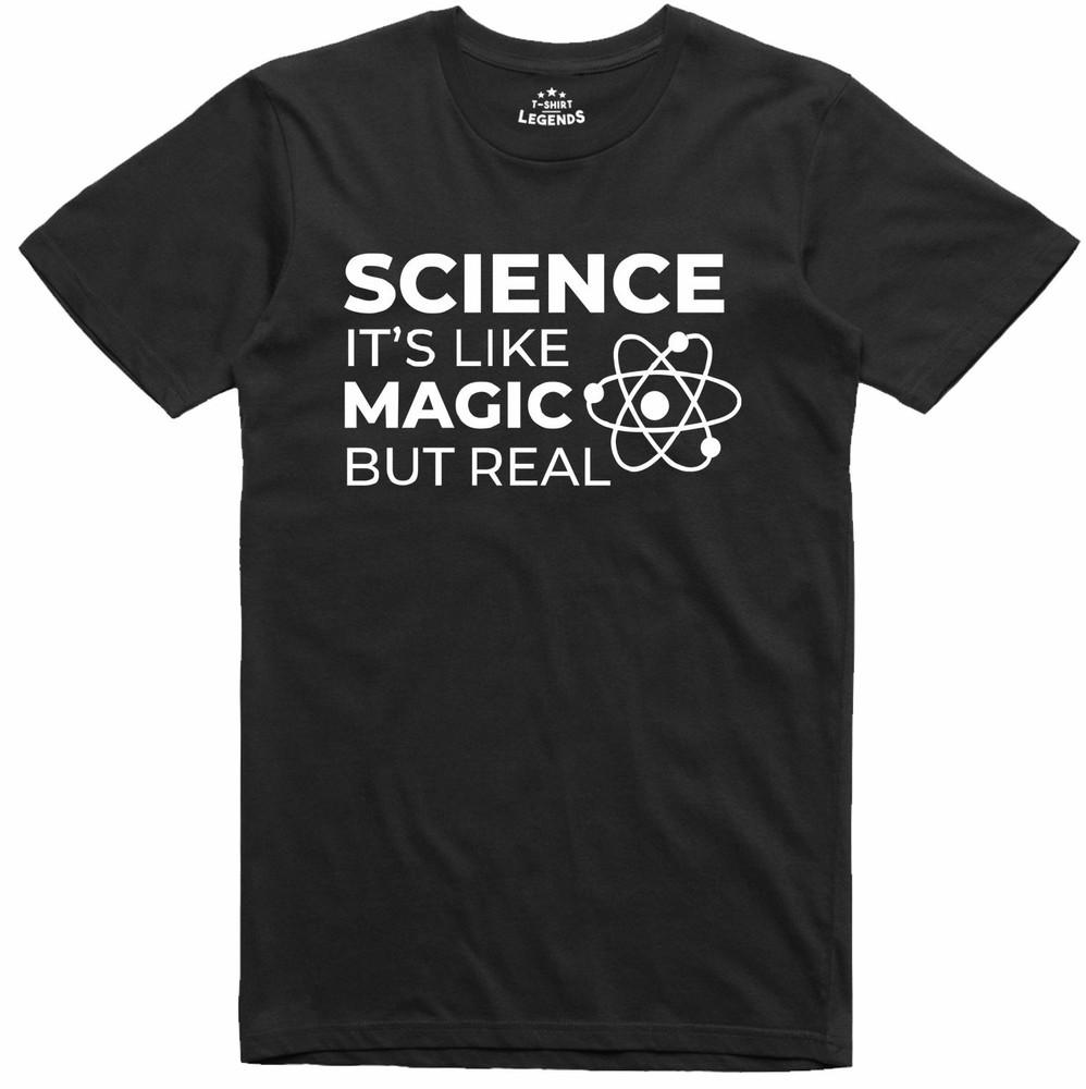 

Funny T Shirt Mens Science Like Magic But Real Geek Fit Cotton Tee XL