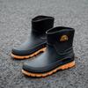 Hot Sales Men'S Rain Boots Designer Waterproof Mid Calf Boots Plush Non Slip Pvc Work Shoes Comfortable High Quality Men Shoes