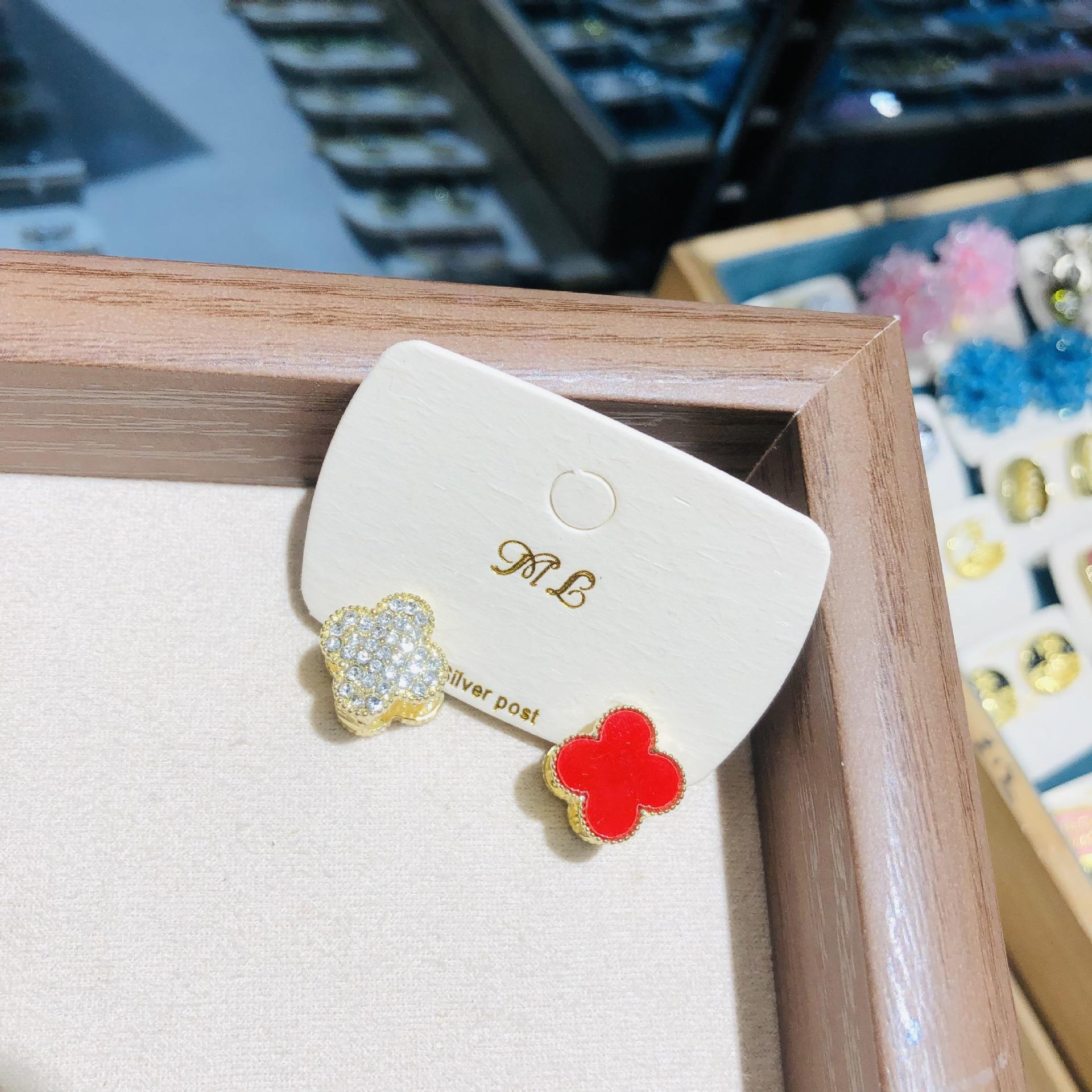 Fashionable Petite Exquisite and Minimalist Four Leaf Clove Zircon Earrings Women s Jewelry Commemorative Gift