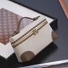 Canvas Contrast Lunch Bag Linen Vintage Genuine Leather Box Handbag Crossbody Small Size