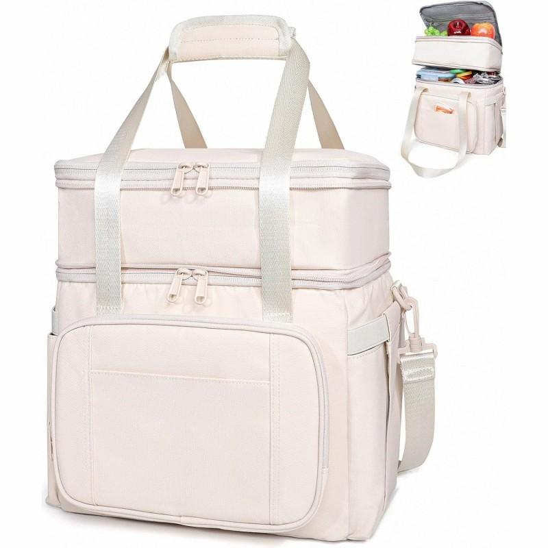 Insulated Lunch Bag Double-Layer Leakproof Cooler Tote Crossbody Handheld Work Outdoor Picnic Travel
