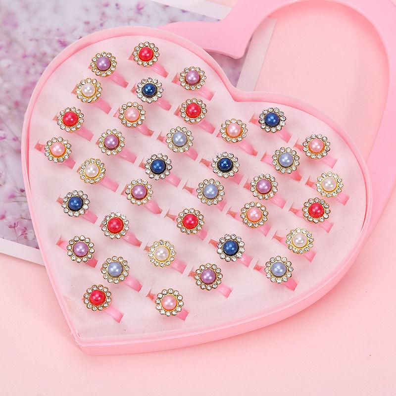 36 Pieces Children's Ring - Diamond-Style Crystal Toy Cartoon Rings With box
