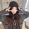 Korean New Hat for Women In Autumn and Winter Balaclava Versatile Warm Head Hat Neck Protection Knitted Wool Hat