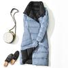Autumn Winter Lightweight Oversized Collar Down Jacket for Women Mid-Length Over-the-Knee Reversible Outerwear