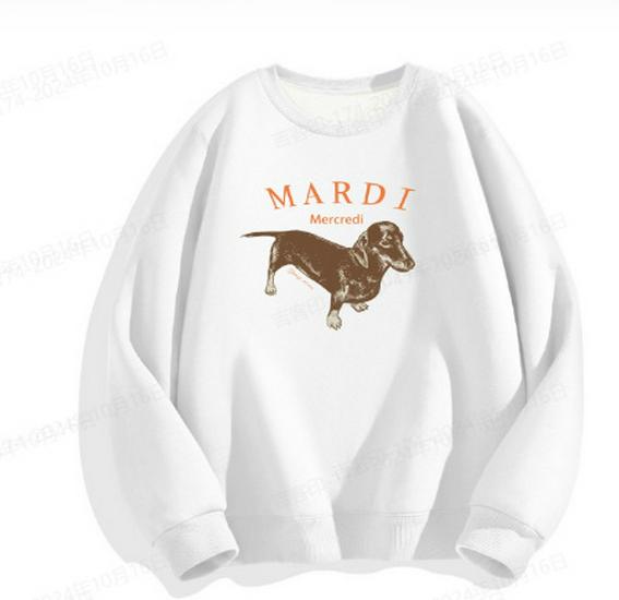 Korean Dachshund Print Sweatshirt 2024: Unisex Round Neck 320g Cotton, Kim Go-eun Inspired