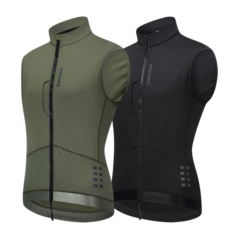 Windproof Cycling Vest Fleece-lined Thermal Waistcoat Men Winter Bike Riding Outerwear