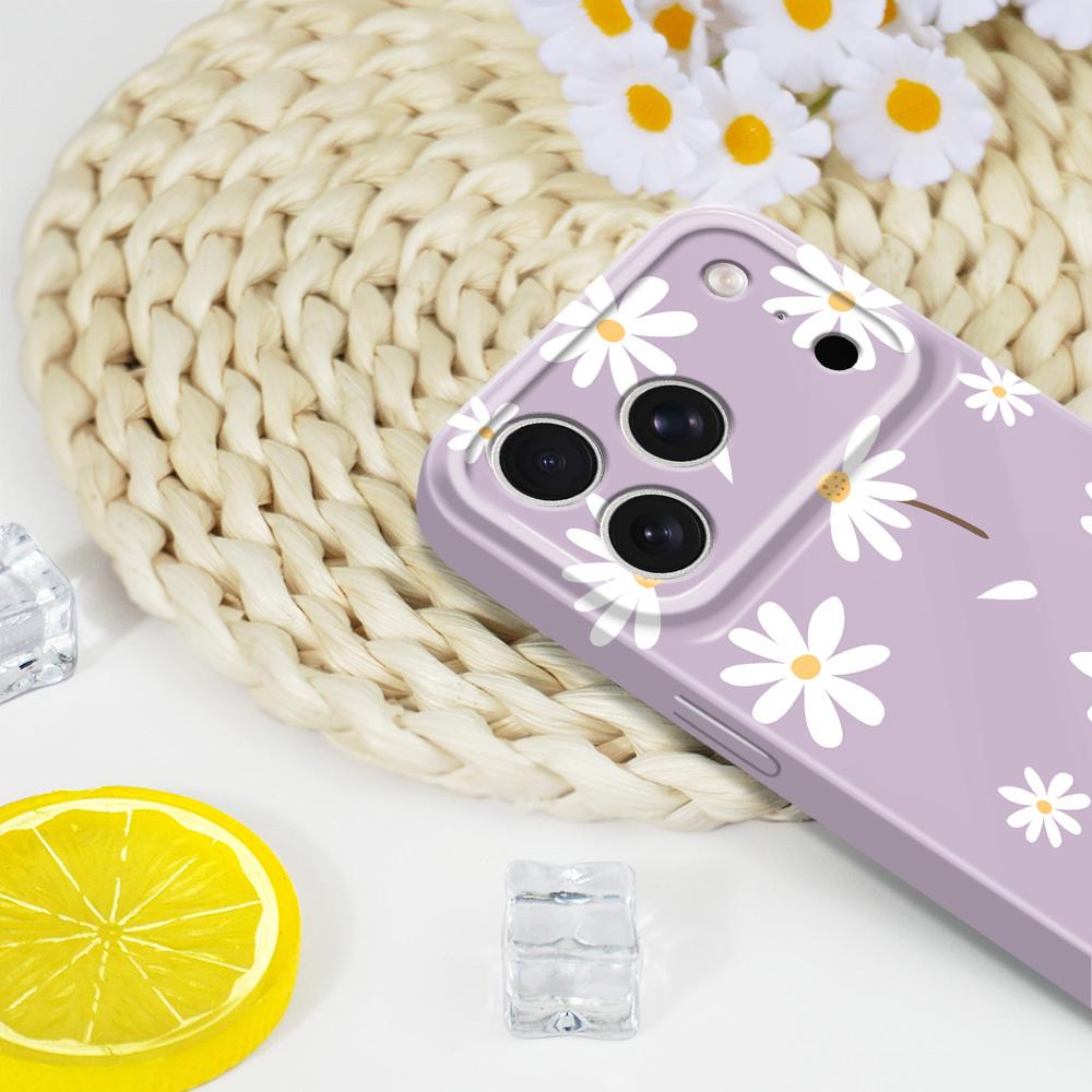 Coque de téléphone simple Marguerite pour iPhone 17 Air 16 16E 15 14 Plus Pro Max Film Coque Rigide