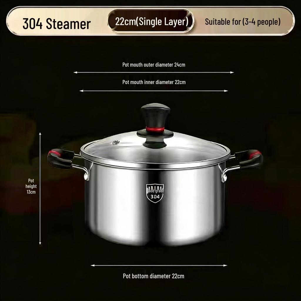316L Stainless Steel Soup Pot with Handles - Non-Stick for Steaming, Cooking, and Stewing On Induction Cookers
