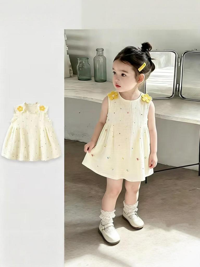 Stylish Floral Summer Sleeveless Princess Dress for Children