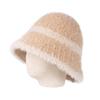 Hat women's autumn and winter new lamb plush bucket hat color matching versatile bucket hat warm and cold knitted basin hat tide