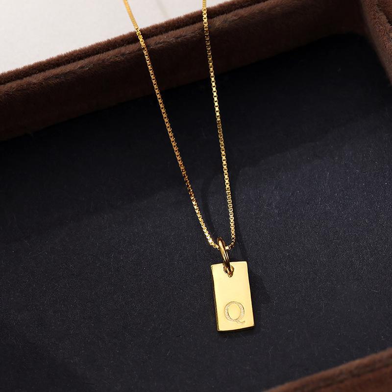 Banyan Tree Sterling Silver Square Letter Pendant Necklace