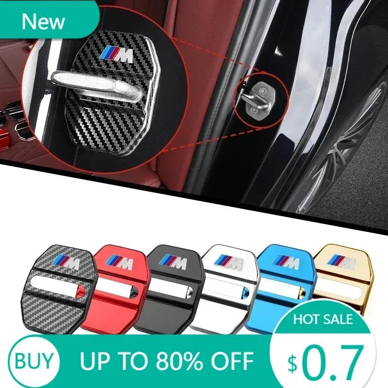 New 4PCS Car Door Lock Cover Carbon Fibre Stikcer Case Car Accessories For BMW E46 E90 E60 F10 E39 F30 E36 F20 E87 E90 E70