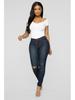 Jeans skinny déchirés à haute élasticité pour femmes euro-américaines