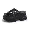 Fashion 8CM Fashion Crystal Platform High Slippers Women Open Toe Wedges Sandals Summer Soft Slipper Indoor Outdoor Leisure Beach Shoes