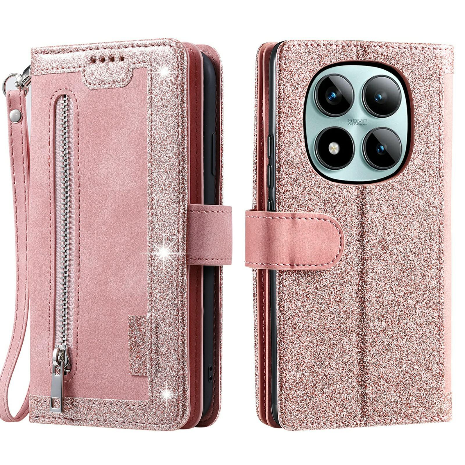 

Для Xiaomi Poco M8 Pro 5G/Redmi Note 15 Pro+ 5G (Глобальний) Чохол 9 відділень для карток Гаманець на блискавці Шкірзамінник PU Чохол для телефону з ремінцем на зап ястя