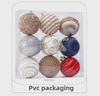 8cm 3D Silk Thread Christmas Ornaments - Set of 9 Foam Balls