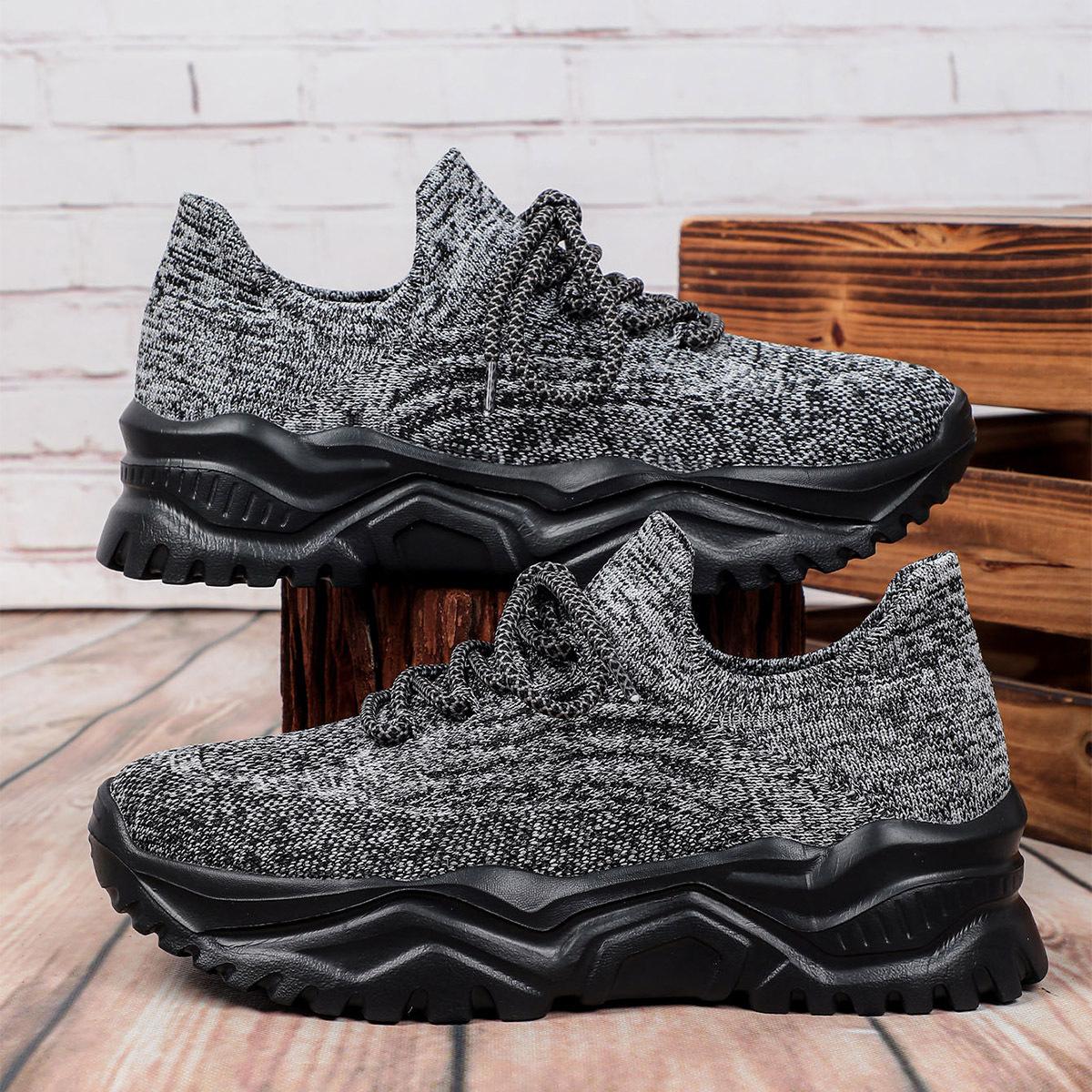 

Knitted Platform Sneakers Casual Sports Shoes Fashion Chunky Shoes for Women Breathable Men s Thick Soled Shoes 45