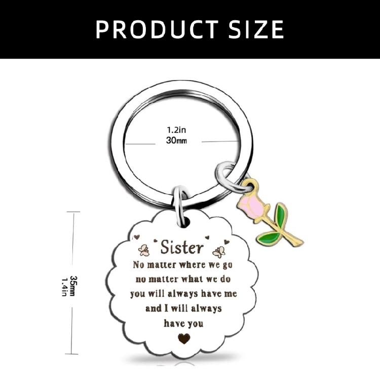 Stainless Steel Polished Floral Keyring Creative Lightweight Portable Friendship Keychain Birthday Gift for Sister