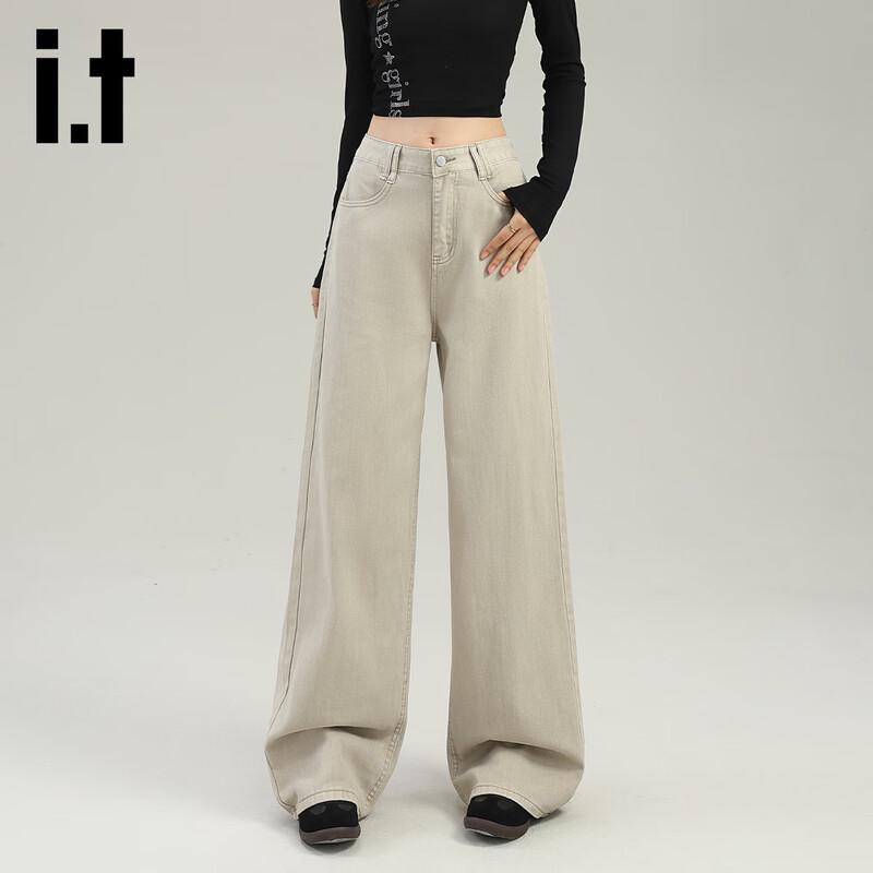 

izzue it Women s High-Waist Wide-Leg Pure Cotton Jeans XL