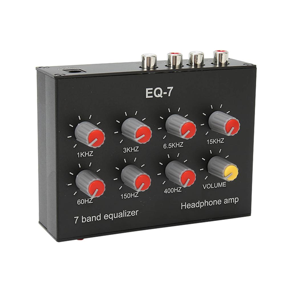 7 Band Sound Equalizer RCA Output Input 3.5mm Interface Dual Channel Digital Equalizer for Cars 100‑240V EU Plug