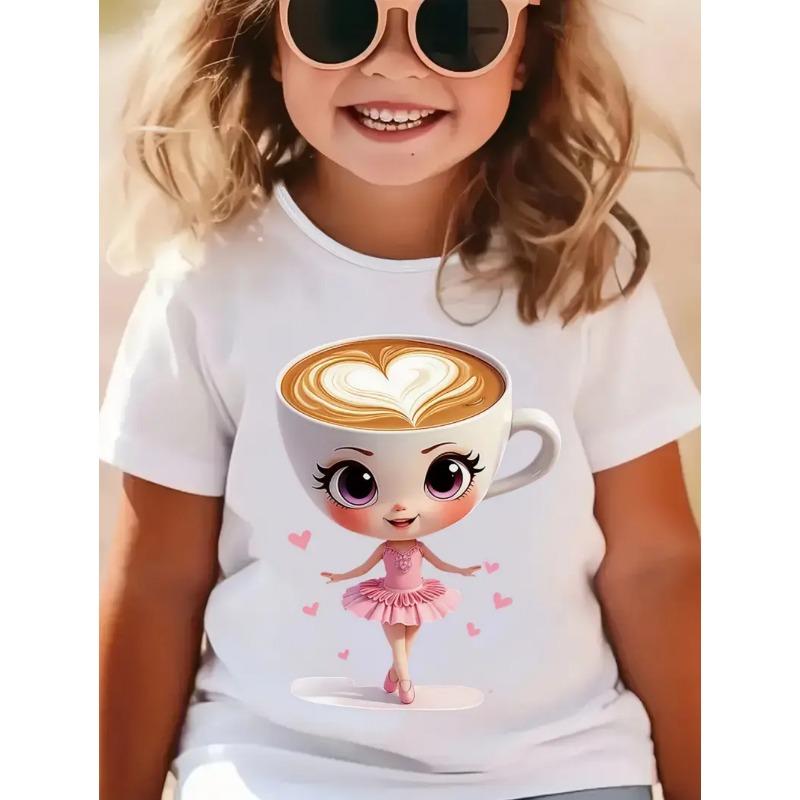 Italian Brainrot Cute Meme T-Shirt for Girls Clothes Ballerina Cappuccino Print Tee Tops Pink Summer Kawaii Outfits Streetwear