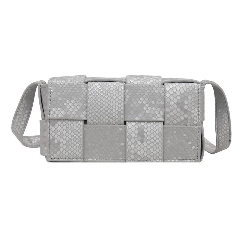 

Fashion Solid Colorwoven Mini Square Shoulder Bag With Phone Pocket For Casual Street Style срібний