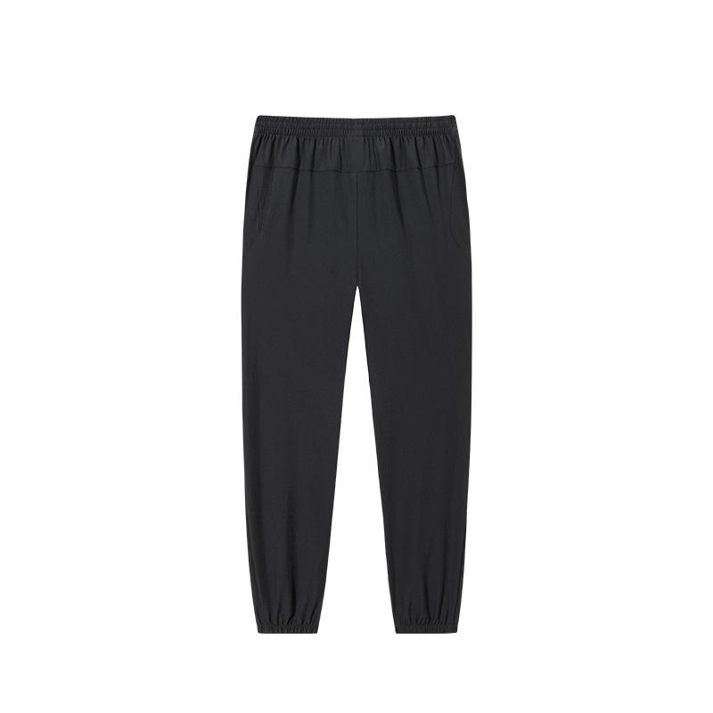 Anta Training Series Solid Color Mid-Rise Drawstring Comfortable Breathable Versatile Cuffed Knitted Sports Pants Men Bottoms Black 952527510-4