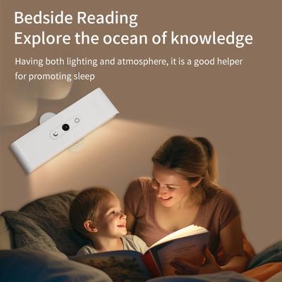 LED Wall Lamp Rechargeable Touch Night Light Wireless Magnetic Spotlight 360° Rotate 3 Colors Dimmable For Bedroom Reading Light