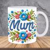 3D Embroidery Flower Embroidered Ceramic Coffee Mug Tea Cup Mom Mum Mother